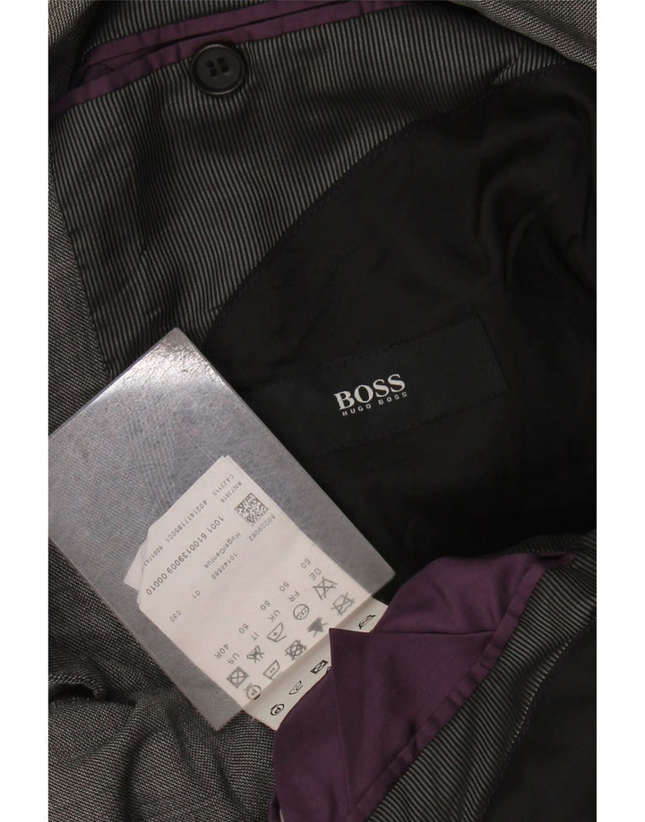 HUGO BOSS Chaqueta tipo blazer de 2 botones para hombre EU 50 Grande Gris Lana virgen