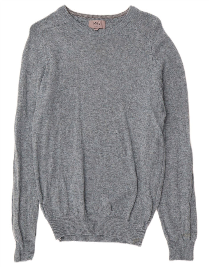 Marks & Spencer Jersey con Cuello Barco para Hombre de Lana de Cordero moteada en Azul pequeño