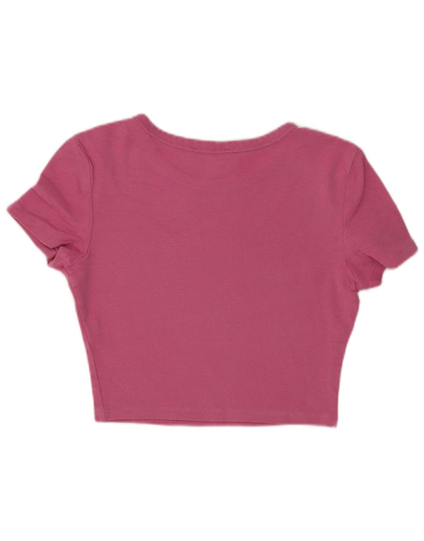 Zara Mujer Crop Camiseta Top UK 8 Small Rosa Algodón