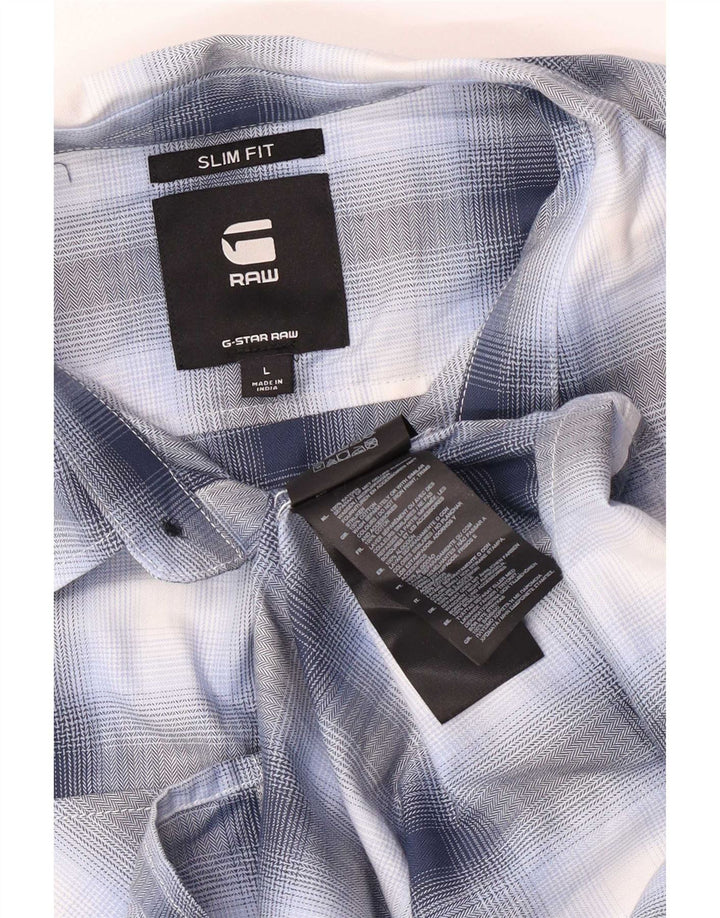 G-Star Hombre Camisa Slim Fit De Algodón A Cuadros Azul Grande