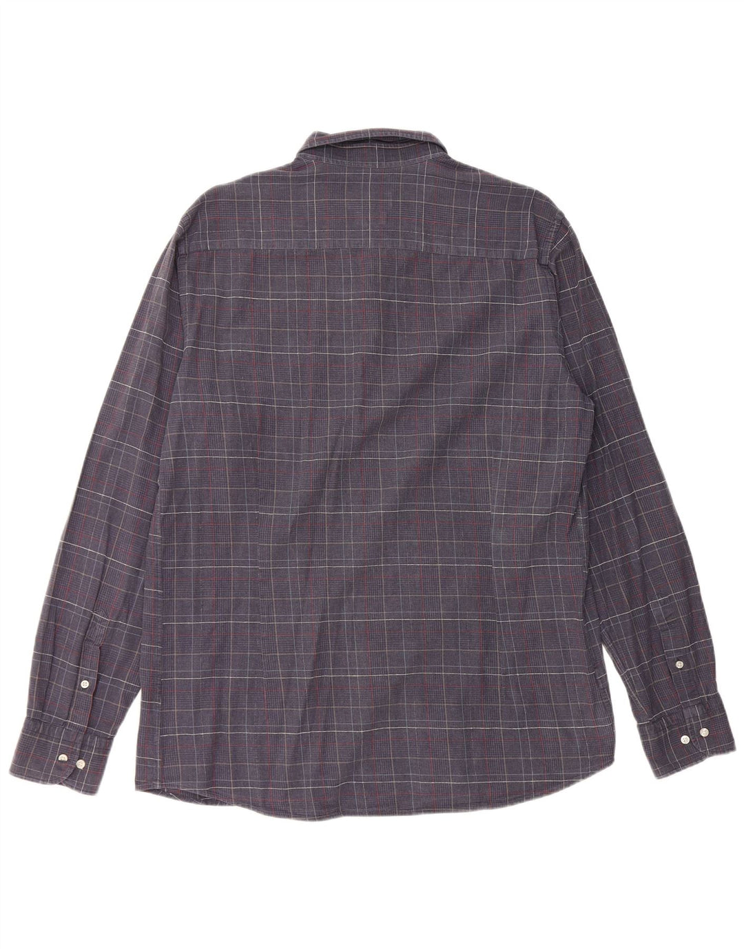 MASSIMO DUTTI Camisa Hombre XL Azul Marino Pata De Gallo Algodón