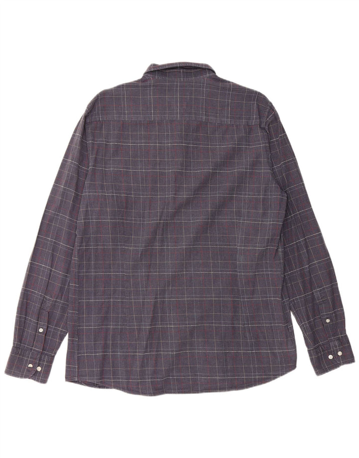 MASSIMO DUTTI Camisa Hombre XL Azul Marino Pata De Gallo Algodón