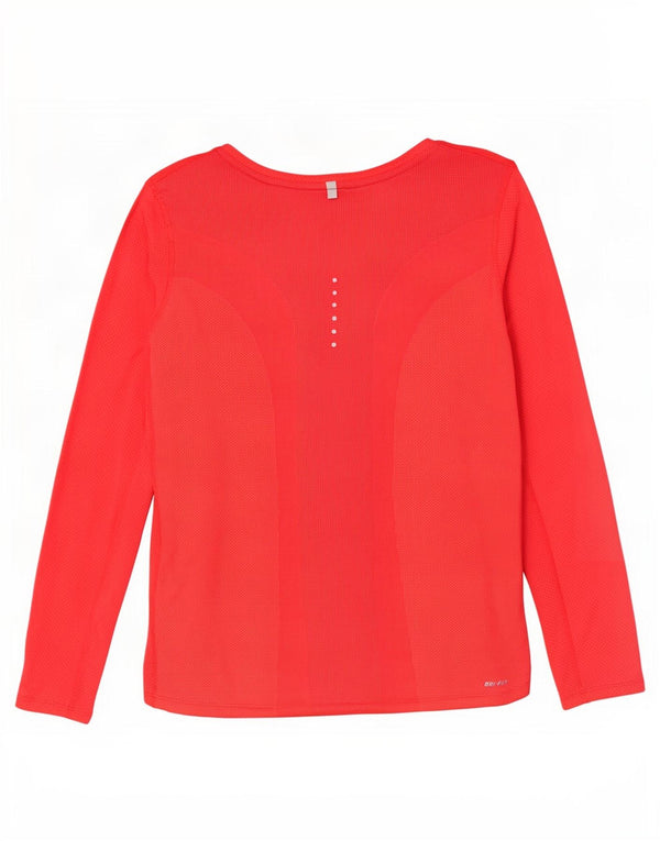 Nike Mujer Dri Fit Top Manga Larga UK 46 Grande Rojo