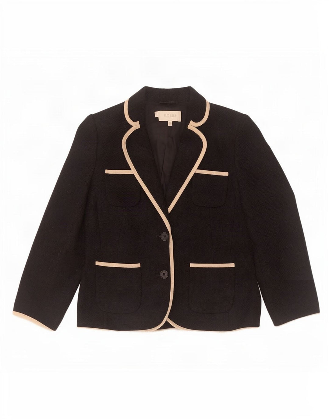 Hobbs Chaqueta Blazer de Manga 3/4 con 2 Botones para Mujer UK 10 Small Lana Negra
