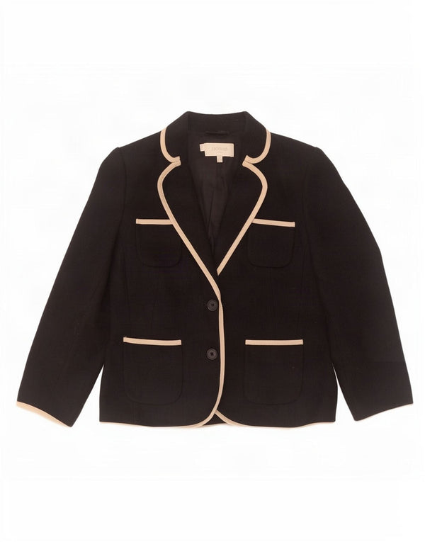 Hobbs Chaqueta Blazer de Manga 3/4 con 2 Botones para Mujer UK 10 Small Lana Negra