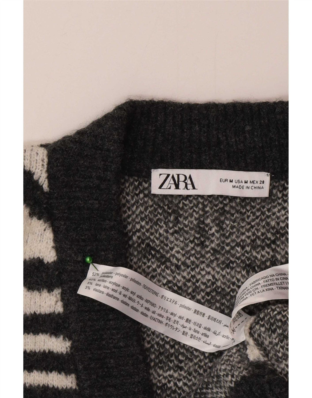 Zara Mujer Suéter Cárdigan Extragrande UK 44 Gris Medio Estampado Animal