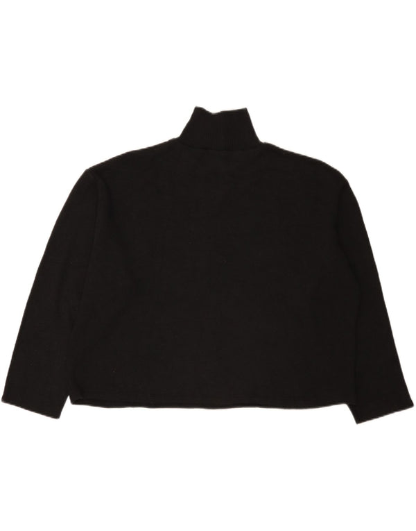 Zara Mujer Crop Suéter De Cuello Alto De Gran Tamaño UK 44 Grande Negro