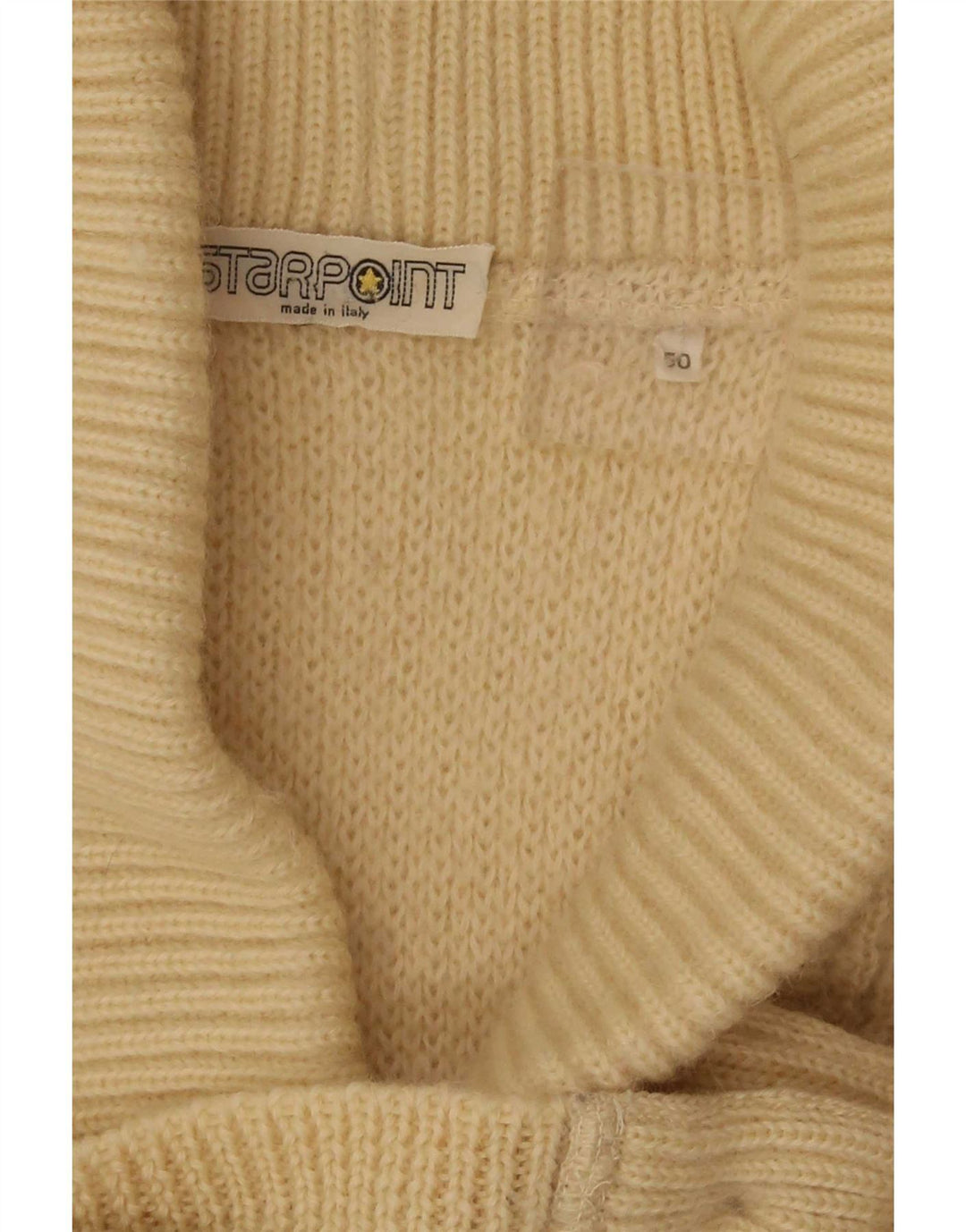 Vintage Hombre Cardigan Suéter IT 50 Lana Beige Mediana