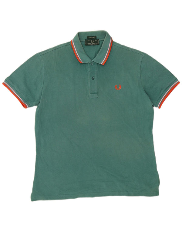 Fred Perry Hombre Polo Slim Fit De Algodón A Rayas Verde Medio