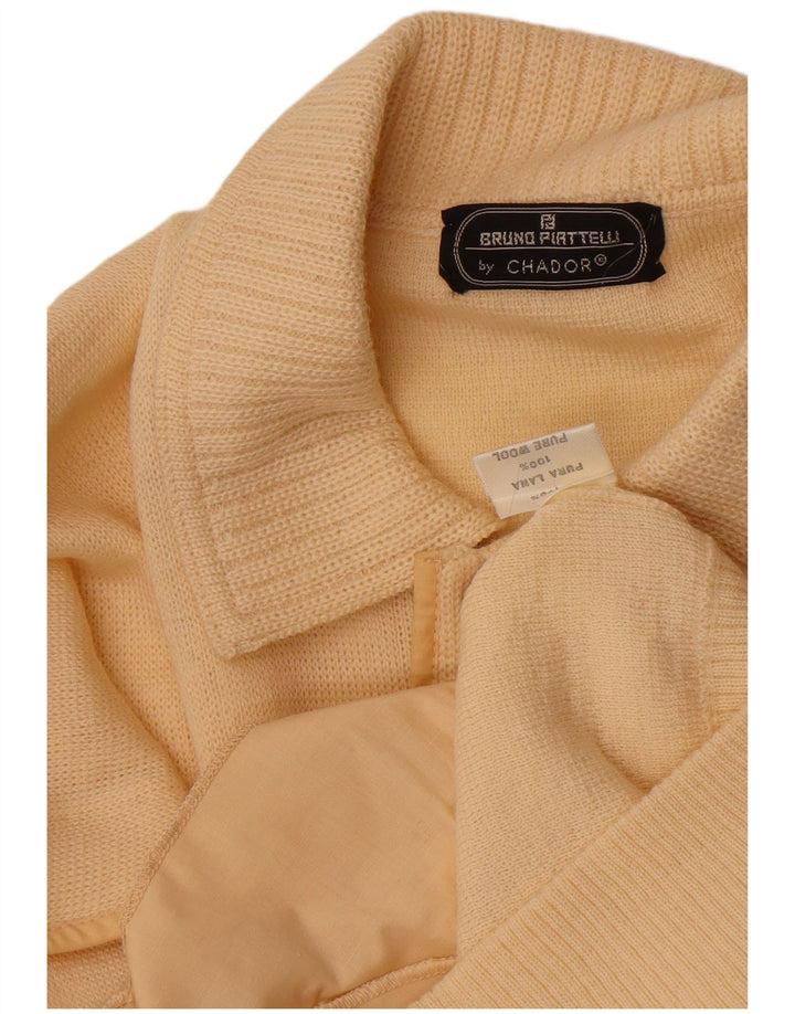 Vintage hombres Cardigan suéter medio beige lana
