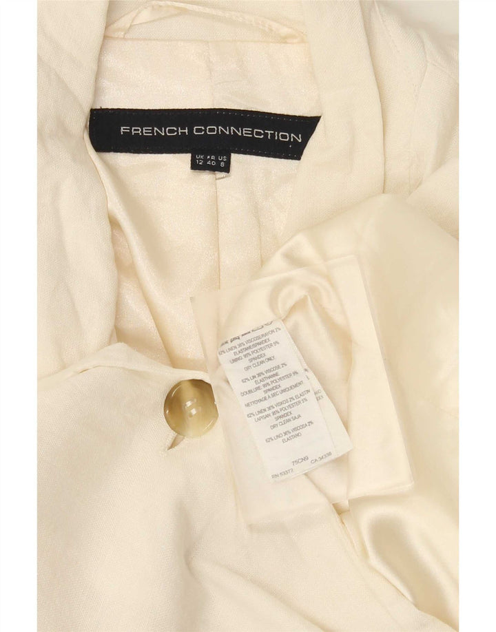 French Connection Chaqueta tipo blazer de 1 botón para mujer UK 42 Mediana Lino blanco