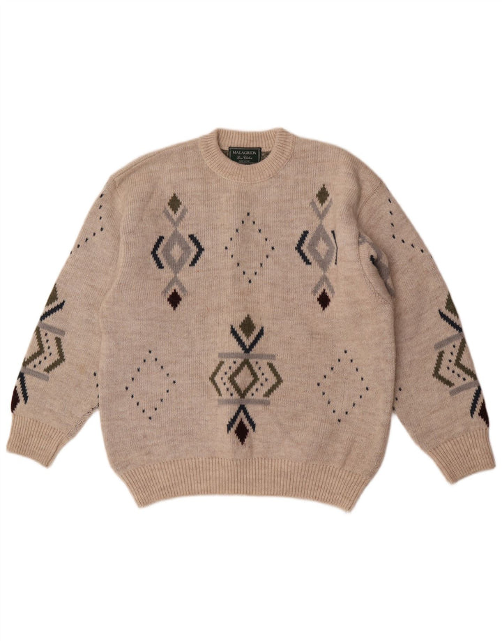 Malagrida Jersey De Cuello Redondo Hombre Beige Medio Geométrico