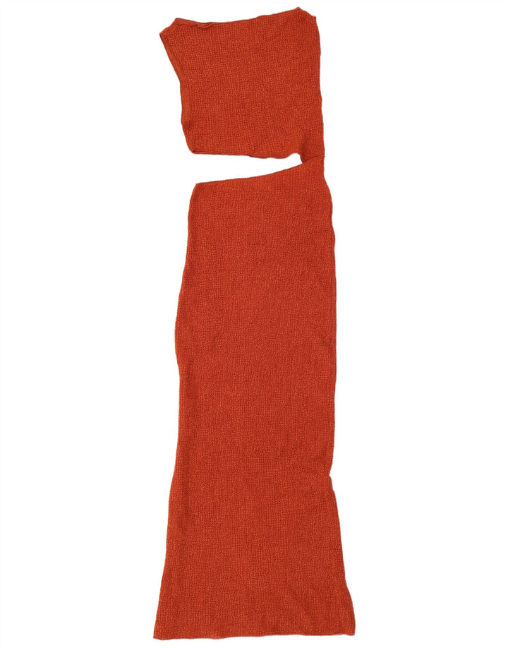 Zara Vestido largo ajustado con aberturas Poliéster marrón medio