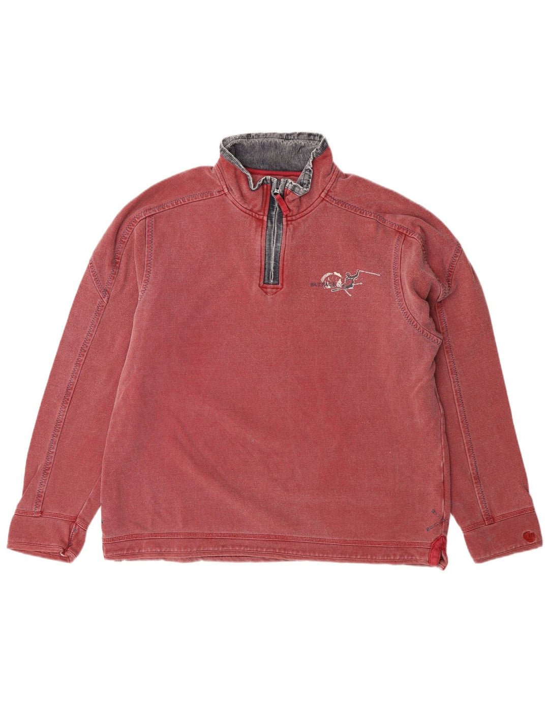 FAT FACE Sudadera con gráfico y cuello con cremallera para hombre Jersey tipo jersey de algodón rojo medio