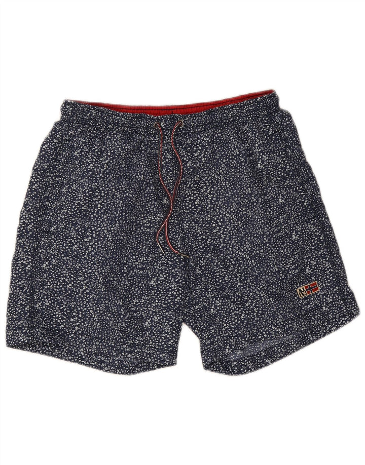 Napapijri Bañador con estampado abstracto geográfico para hombre Azul marino mediano