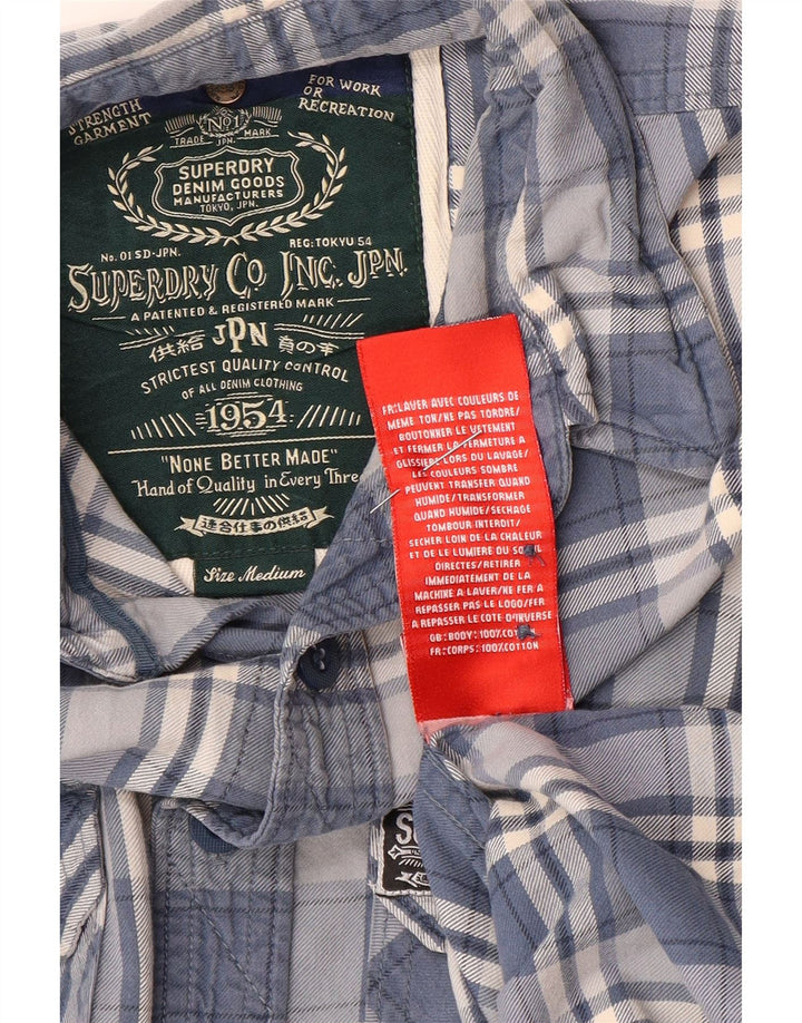 Superdry Camisa De Franela De Algodón A Cuadros Azul Medio