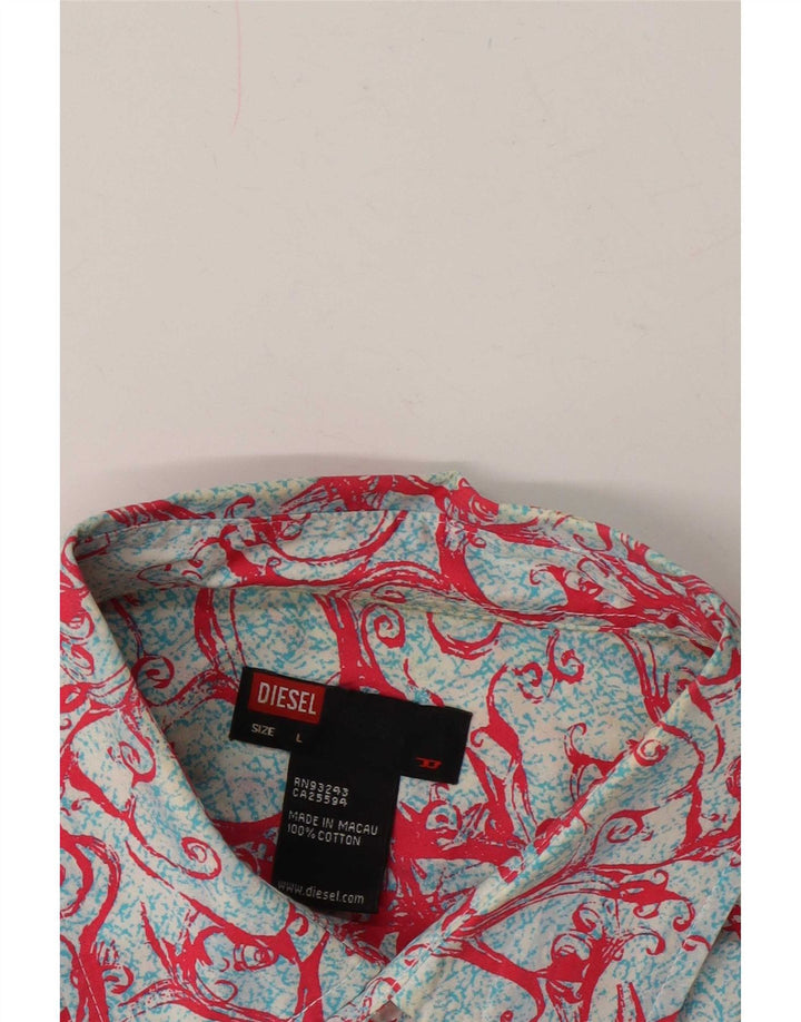 Diesel Camisa De Manga Corta Con Estampado Abstracto Para Hombre Azul Grande