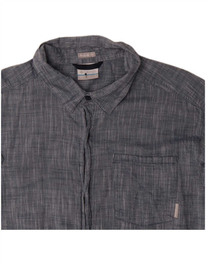 Camisa Columbia de manga corta y ajuste regular para hombre, algodón azul grande