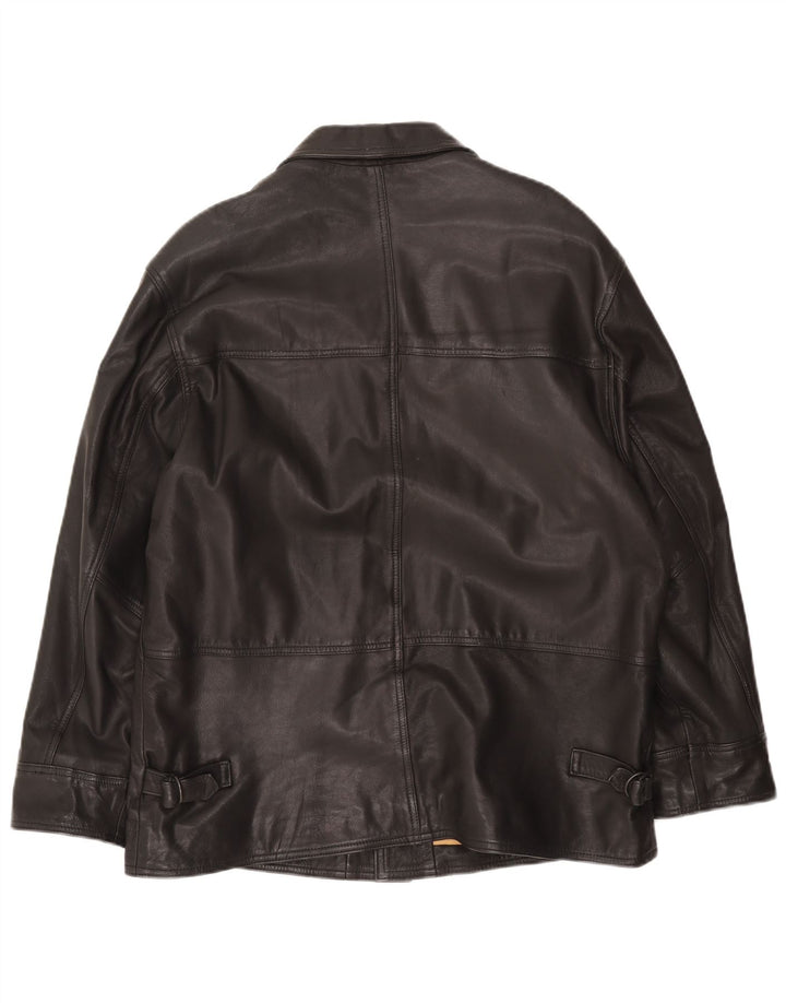 Vintage chaqueta de cuero para hombre Reino Unido 38 cuero negro medio