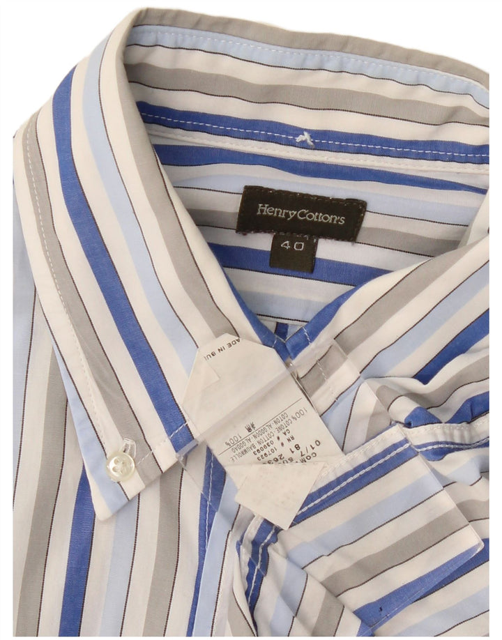 Henry Cottons Camisa para hombre Talla 40 Mediana Algodón a rayas multicolor