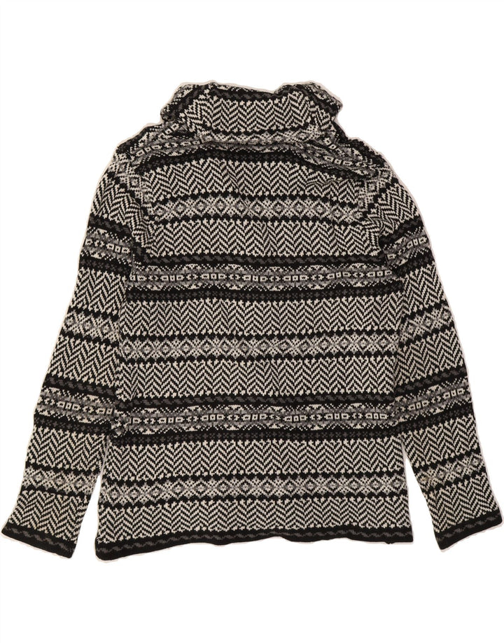 CHAPS Womens Cardigan Sweater UK 14 Medium Black Fair Isle Cotton Vintage Chaps and Second-Hand Chaps from Messina Hembry 