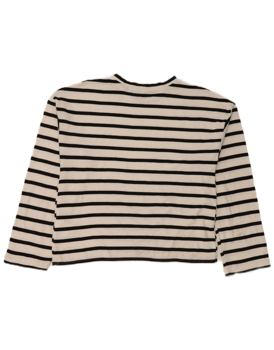 Zara Mujer Top Manga Larga UK 44 Viscosa Rayas Blanca Mediana