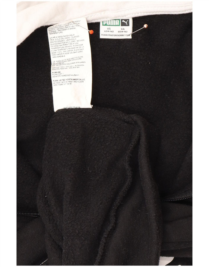 PUMA Boys Graphic Zip Hoodie Sweater 14-15 Years Large Black Colourblock
