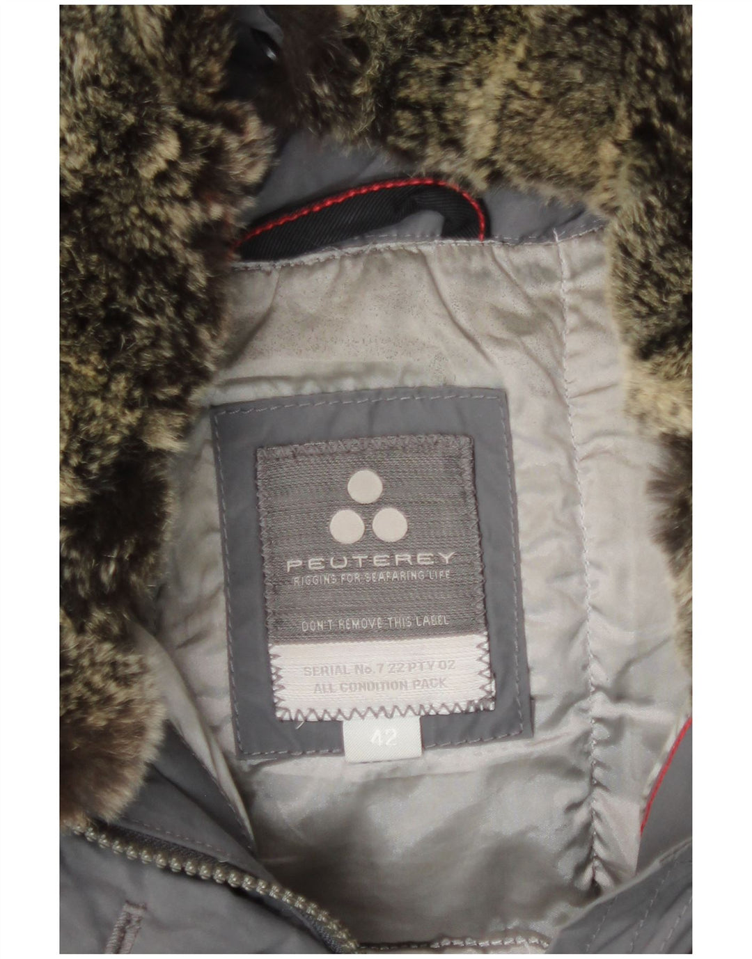 PEUTEREY Chaqueta acolchada con cinturón y capucha para mujer IT 42 Poliamida gris medio