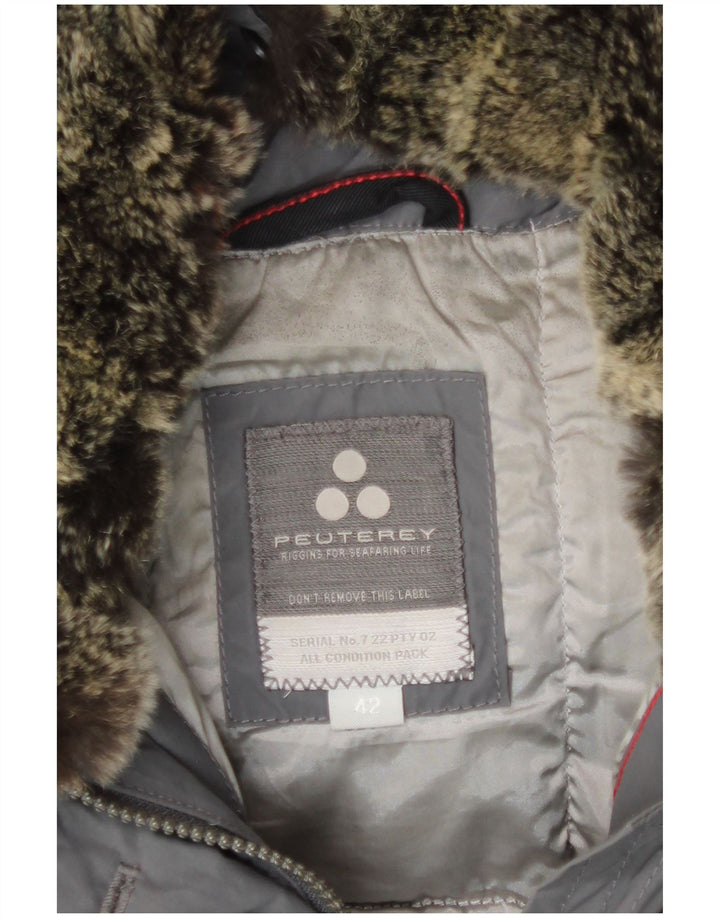 PEUTEREY Chaqueta acolchada con cinturón y capucha para mujer IT 42 Poliamida gris medio
