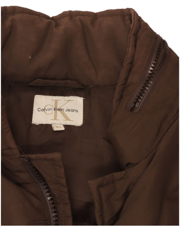 CALVIN KLEIN JEANS Chaqueta acolchada con capucha para hombre UK 42 XL Nylon marrón