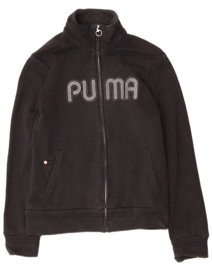 Puma Mujer Gráfico Chándal Top Chaqueta Reino Unido 12 Mediano Negro Algodón