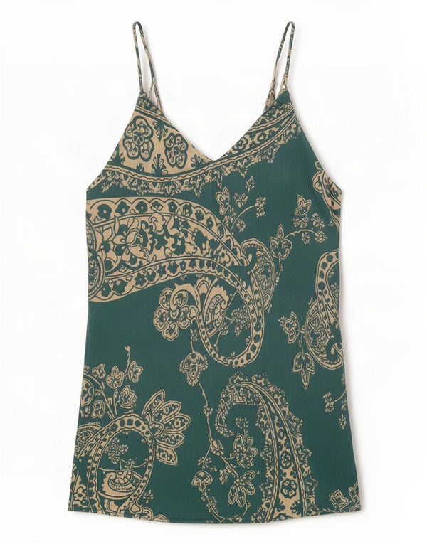 Zara Vestido lencero para mujer UK 44 Grande Azul Paisley Viscosa