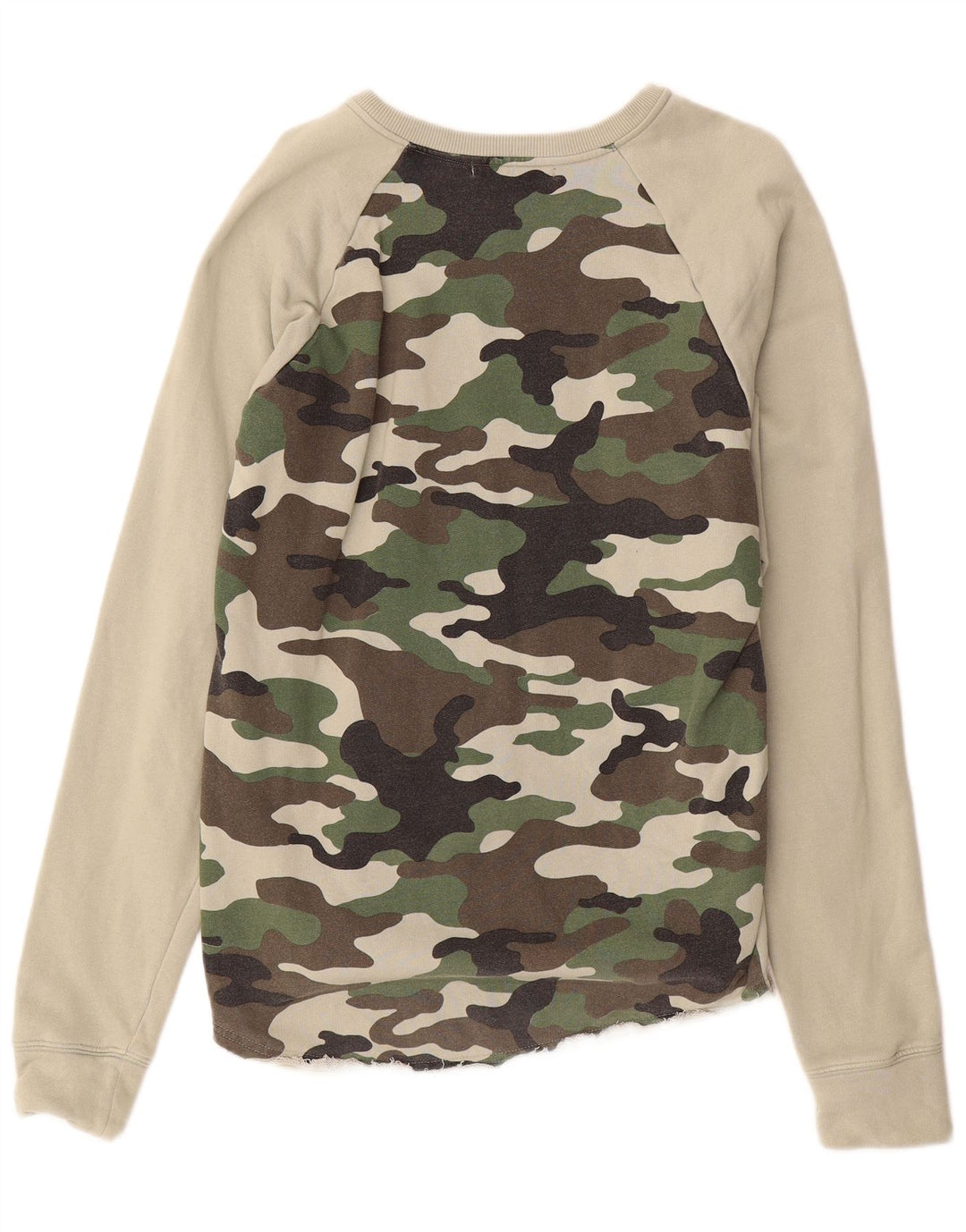 Replay Hombre Sudadera Gráfica Jumper Medium Khaki Camuflaje Algodón