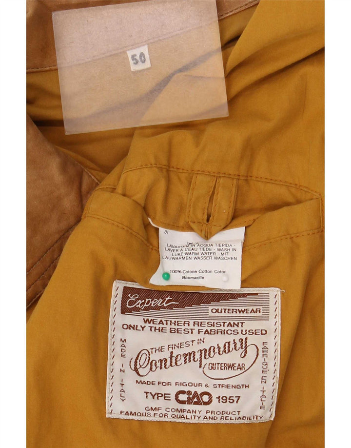 Ciao Mens Bomber Jacket IT 50 Grande Amarillo Algodón Clásico