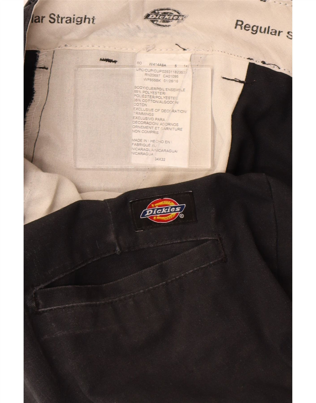 Dickies Pantalones cargo rectos de corte regular para hombre W34 L32 Poliéster negro