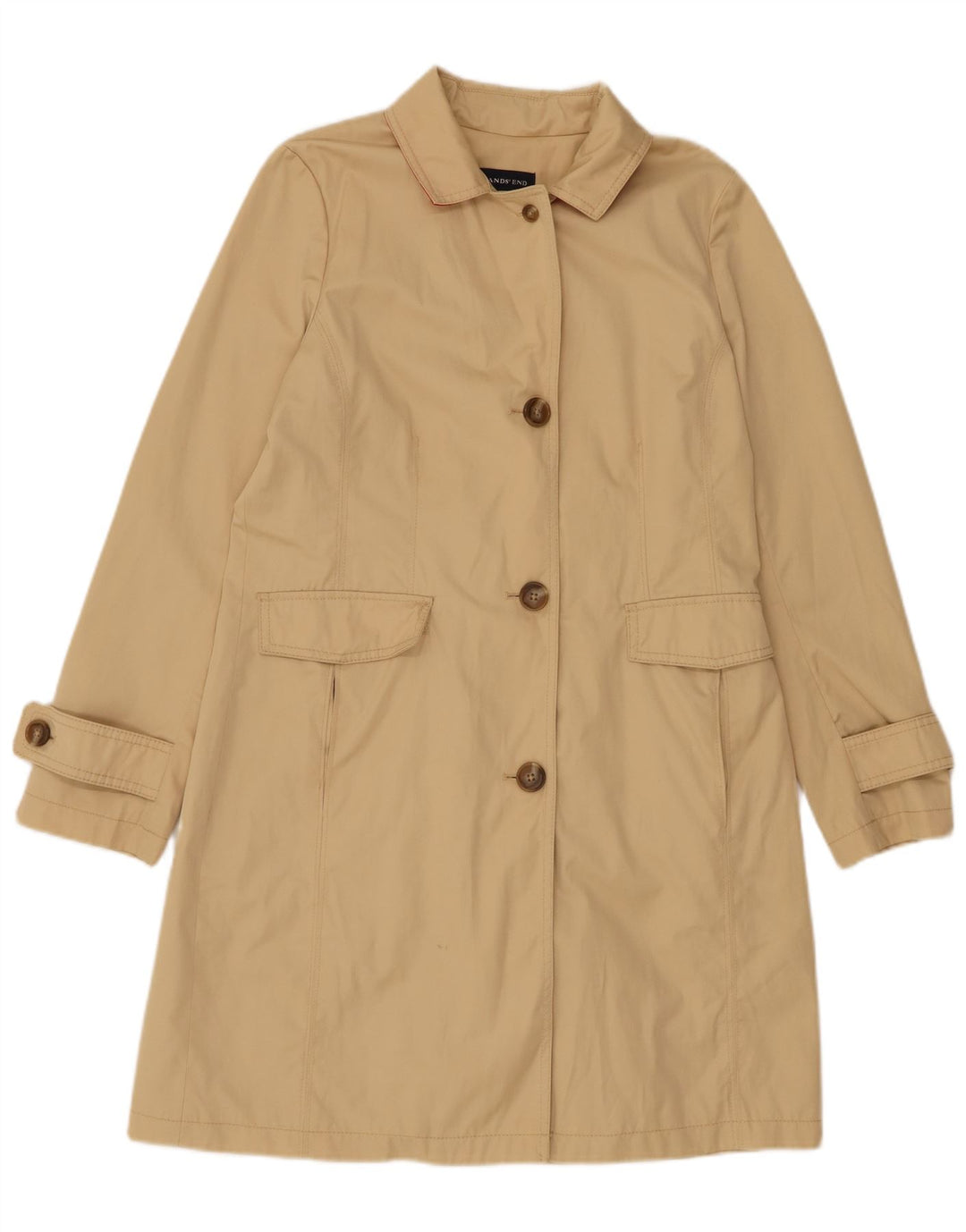 Lands End Gabardina para mujer Reino Unido 10 Pequeño Algodón Beige