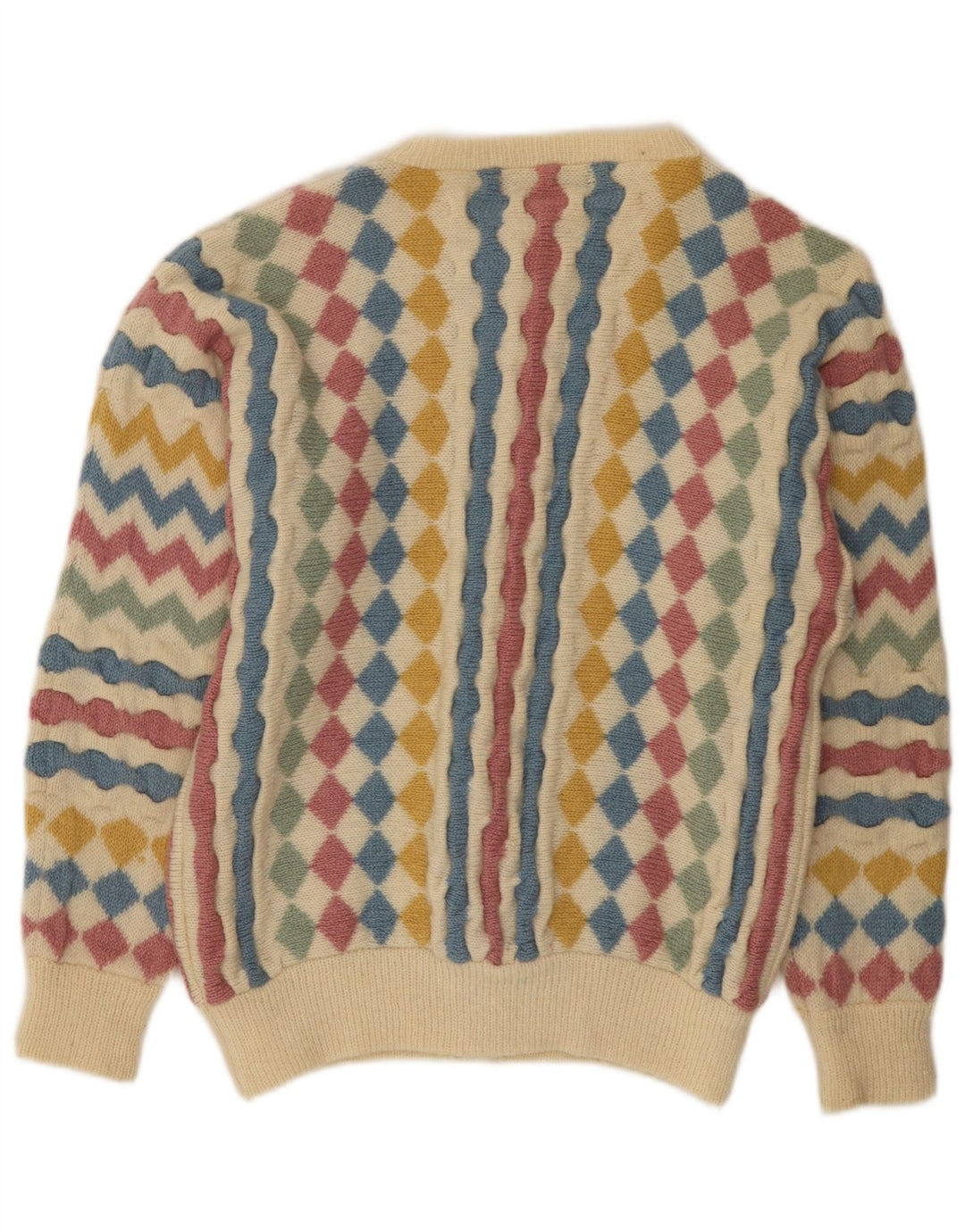 Tulchan Cárdigan para Mujer Talla única Beige Argyle/Diamond Lana Nueva