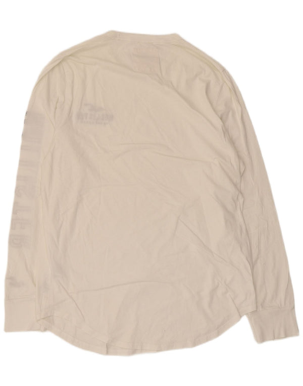 Hollister Hombre Graphic Top Manga Larga XL Algodón Blanco