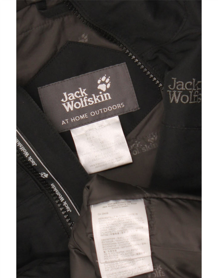 Jack Wolfskin Chaqueta cortavientos con capucha para mujer UK 46 Grande Poliéster negro