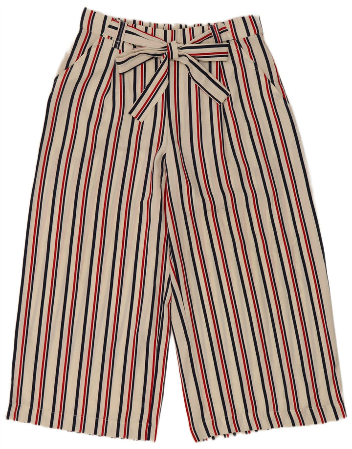 Zara Pantalón Capri Mujer Grande W34 L22 Rayas Blancas