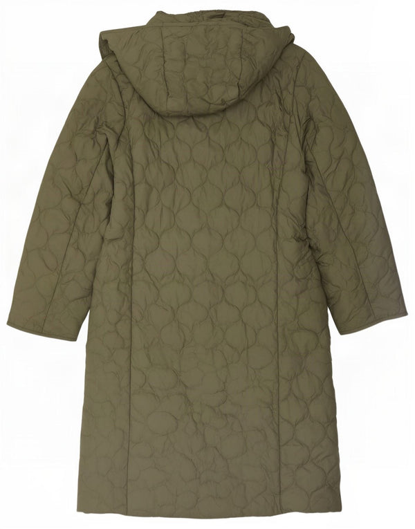 Marks & Spencer Abrigo acolchado con capucha de gran tamaño para mujer UK 10 Small Khaki