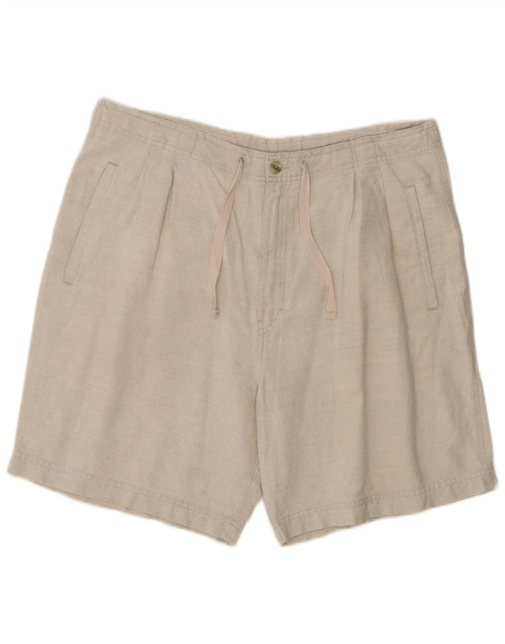 Marks & Spencer Pantalones Cortos Chinos Pegged para Mujer Mediano W34 Lino Beige