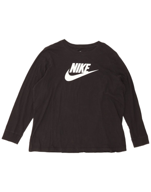 Nike Camiseta gráfica de manga larga para mujer UK 20 2XL Algodón negro