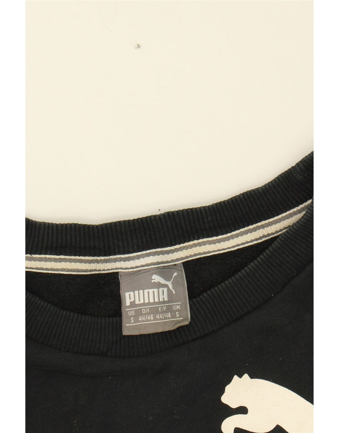PUMA Mens Graphic Sweatshirt Jumper Small Black Cotton Vintage Puma and Second-Hand Puma from Messina Hembry 