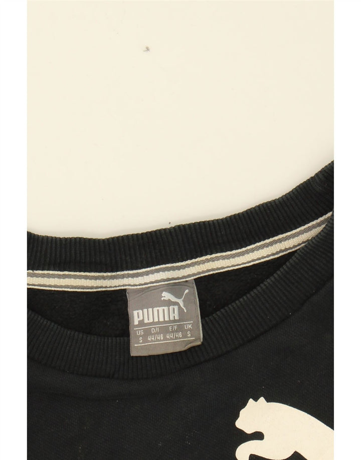 PUMA Mens Graphic Sweatshirt Jumper Small Black Cotton Vintage Puma and Second-Hand Puma from Messina Hembry 