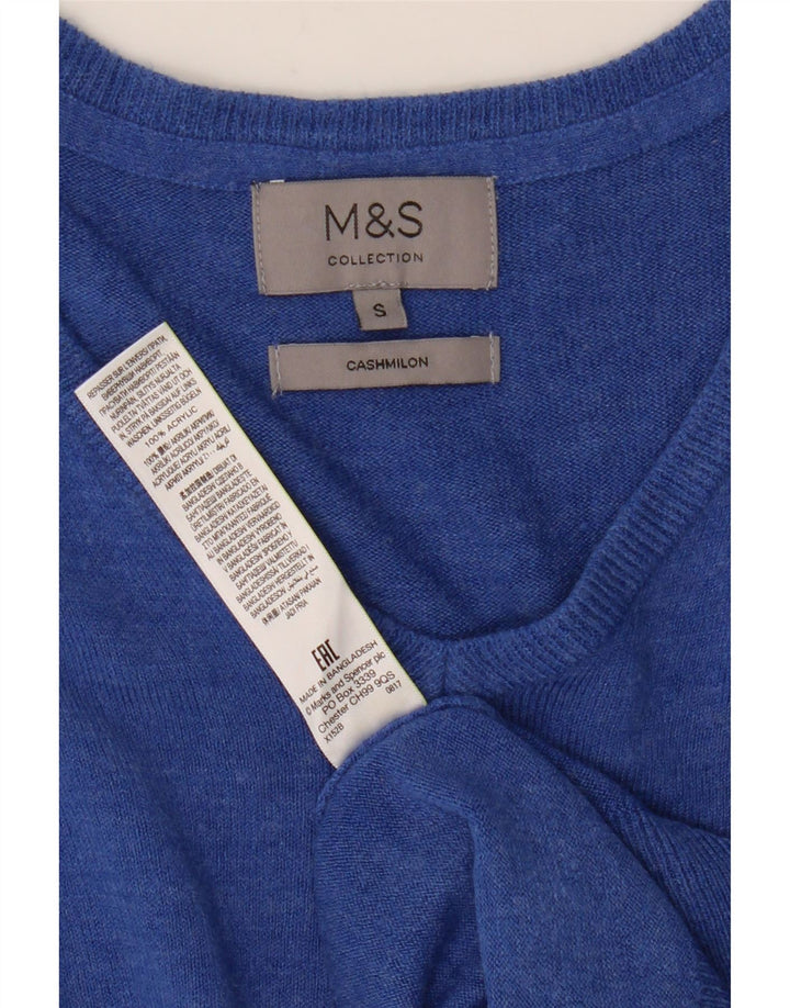 Marks & Spencer Suéter con Cuello en V para Mujer UK 10 Pequeño Acrílico Azul