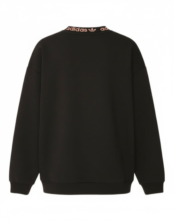 Adidas - Sudadera de gran tamaño con gráfico para mujer, talla 4, tamaño pequeño, algodón negro