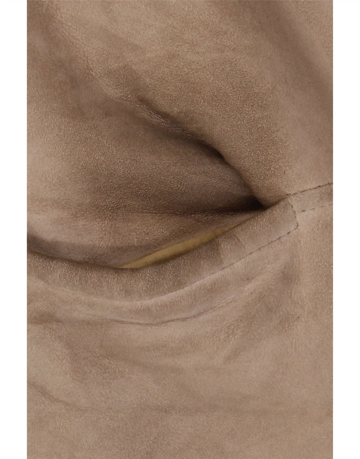 Vintage mujer shearling abrigo IT 46 cuero beige grande