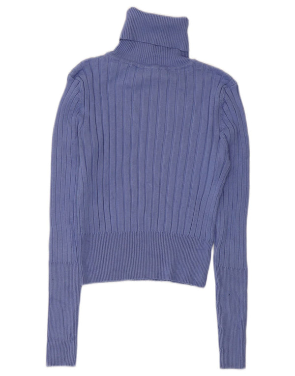 Zara Mujer Crop Roll Neck Jumper Sweater UK 12 Medio Púrpura