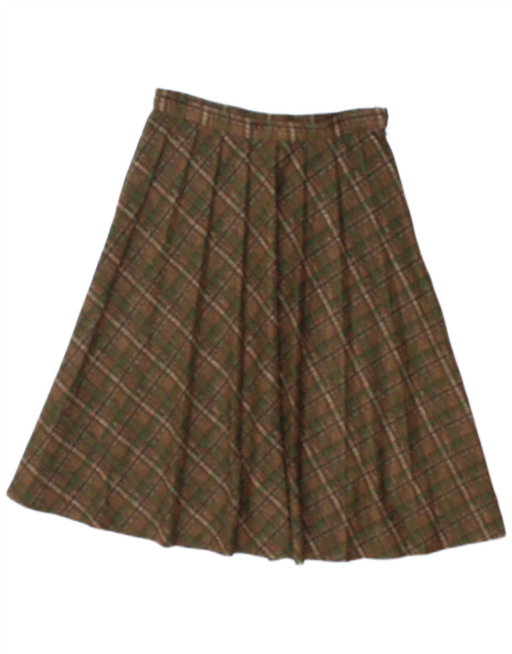 Falda plisada vintage para mujer W26 Small Brown Check